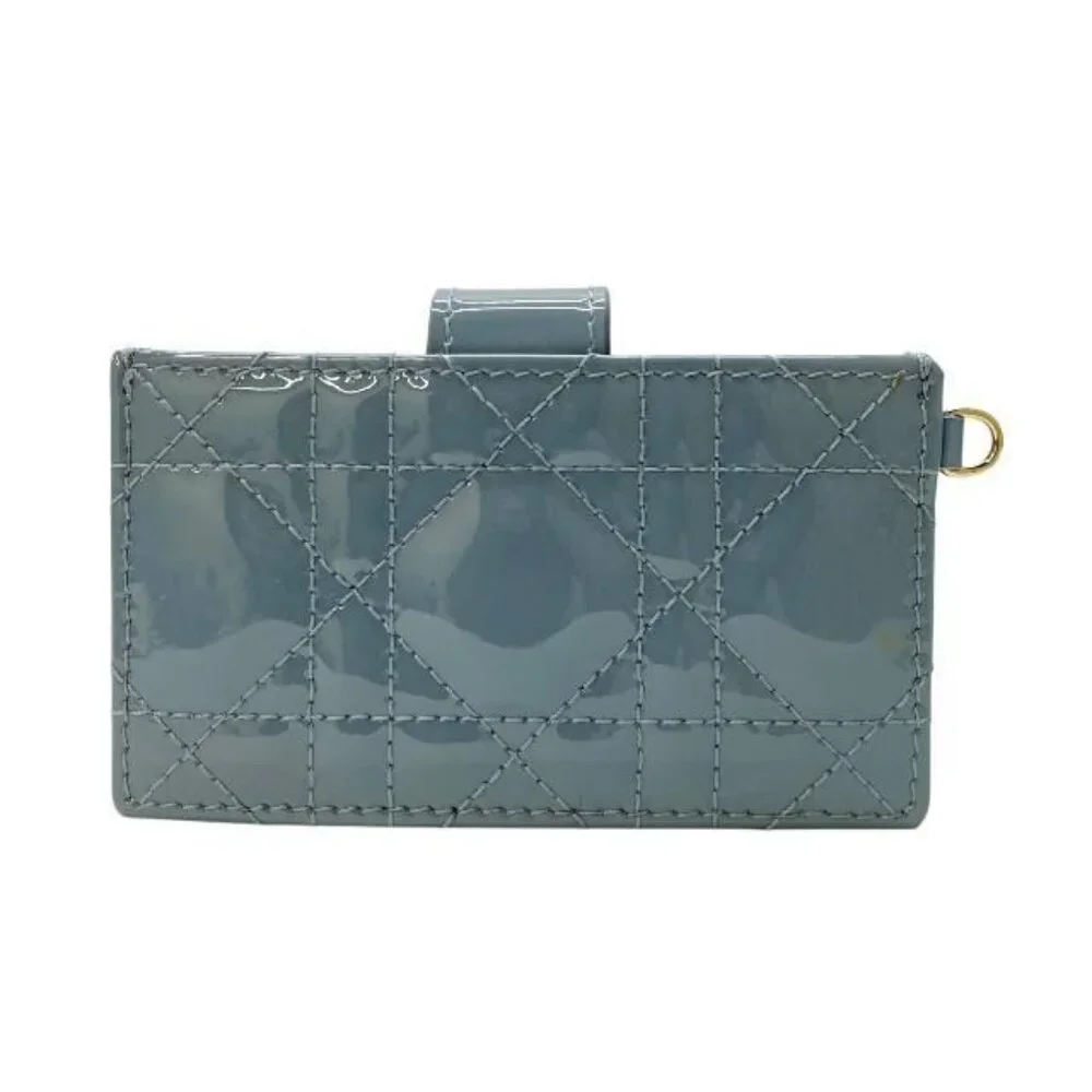 Christian Dior Lady Dior Jasmine Card Case Cannage Card Holder Patent Calfskin